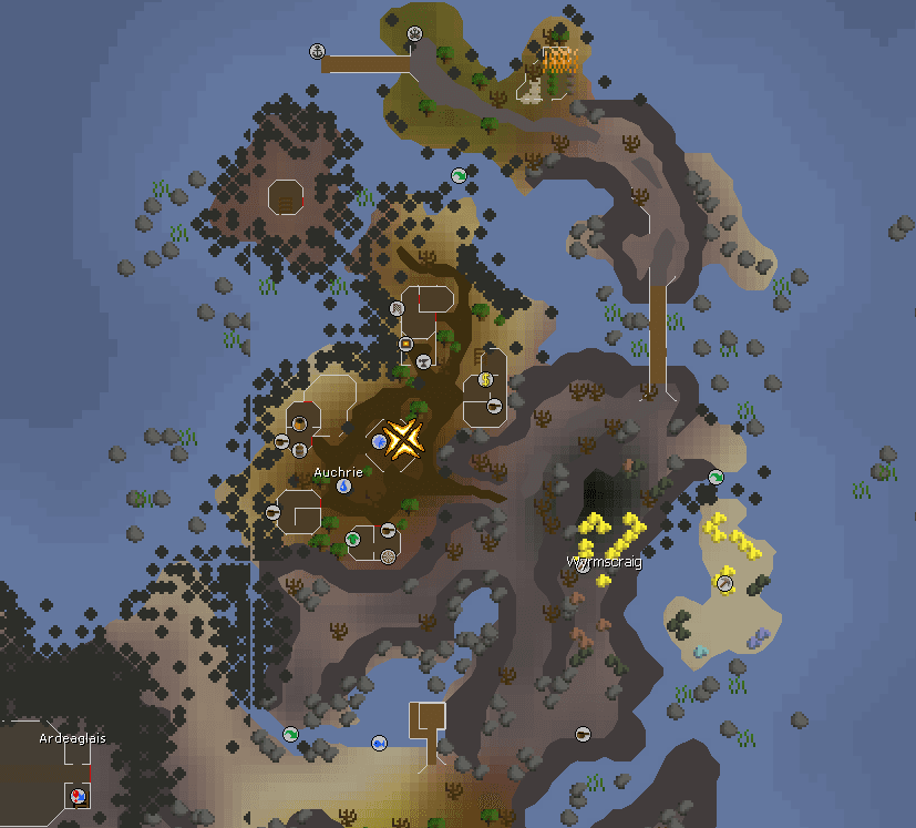 The village of Auchrie, where the Fallen From Grace quest begins.
